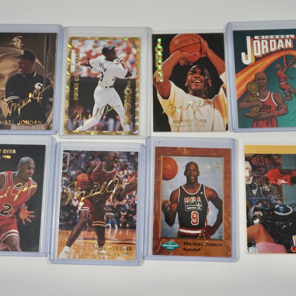 8x LOT 90s CRACKED ICE MICHAEL JORDAN GOLD FOIL ART WHITESOX PRIZMS RC RARE AIR